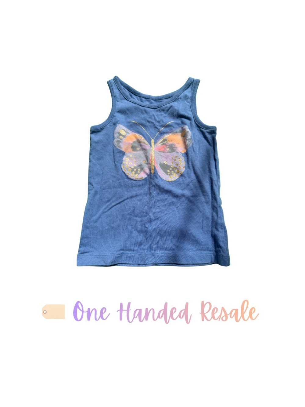 🦋 Carter’s Girls Blue Butterfly Graphic Tank Top 3T